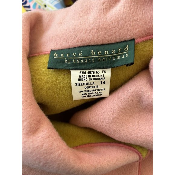 Harve Benard Women’s Wool Blend Tunic Long Pink Coat Size 14 - Picture 8 of 8